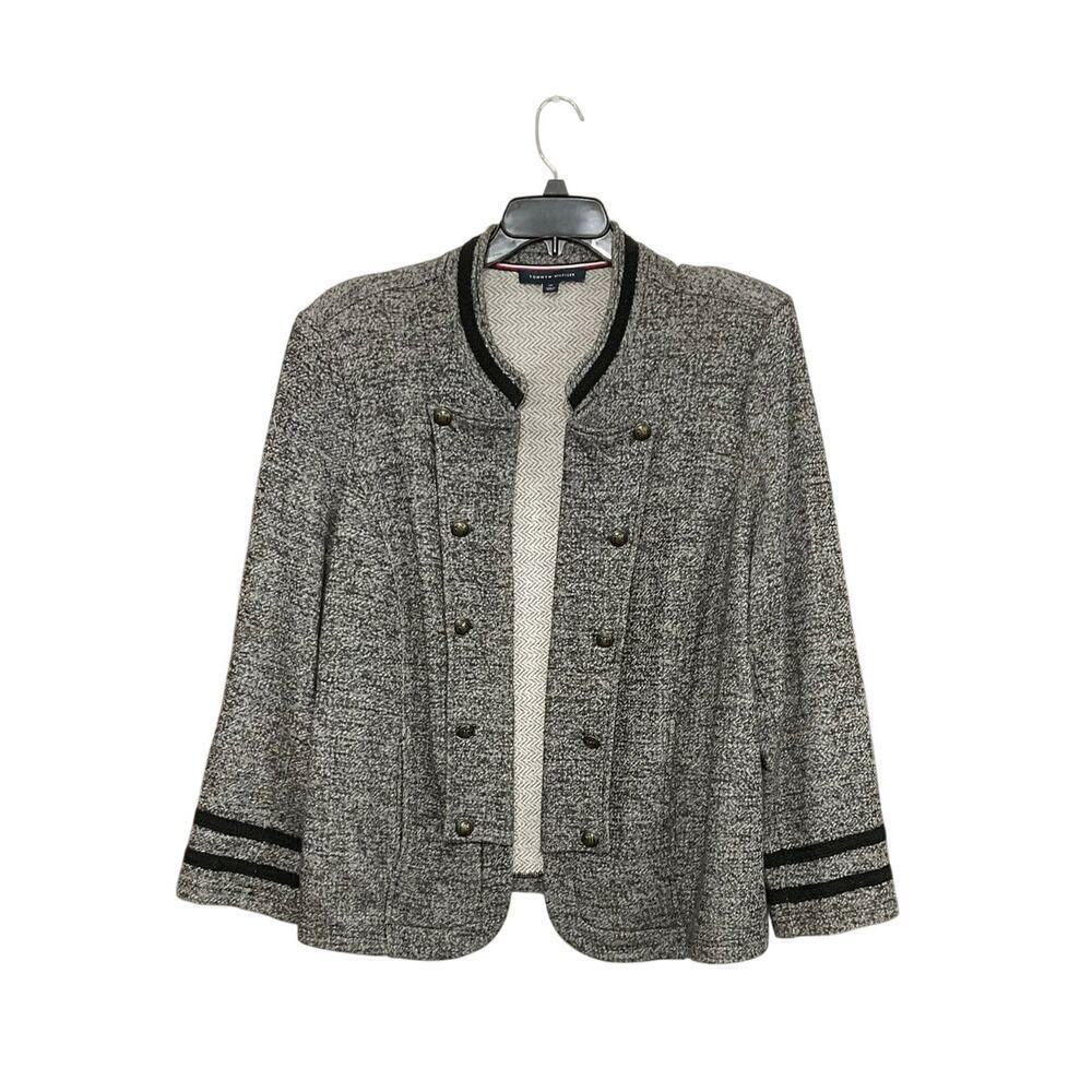 Tommy Hilfiger Women's Marled Military Band Jacket Grey Open Front Size 2X Plus - Picture 1 of 7